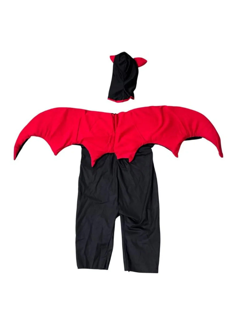 Vintage Kids Bat Costume 1970s Halloween Handmade Black Red Small/Medium READ